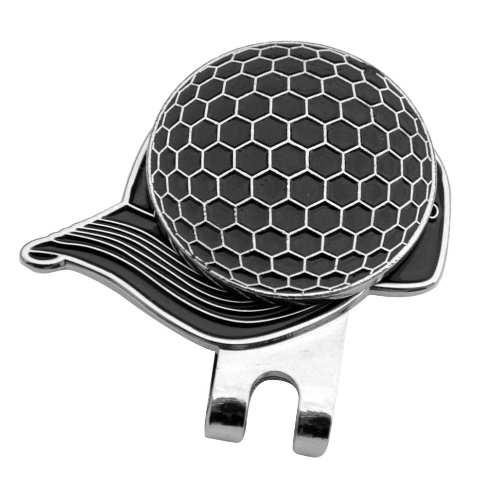 2xGolf Pattern Alloy Golf Hat Clip with Magnetic Ball Marker Black