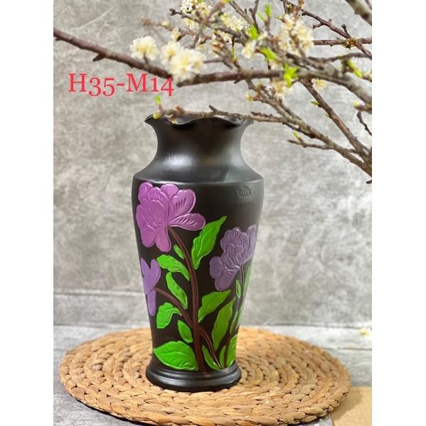 Các mẫu bình cắm hoa men mộc, họa tiết khắc vẽ thủ công. Gốm sứ Bát Tràng.