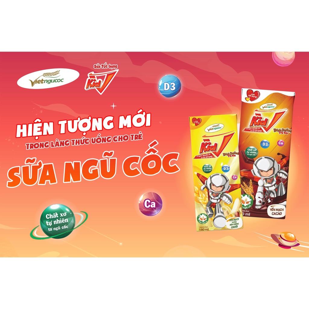 Lốc 4 Hộp Sữa Yến Mạch Vkid VIỆT NGŨ CỐC Cho Bé Thơm Ngon Hương Vị Cacao 180ml/Hộp