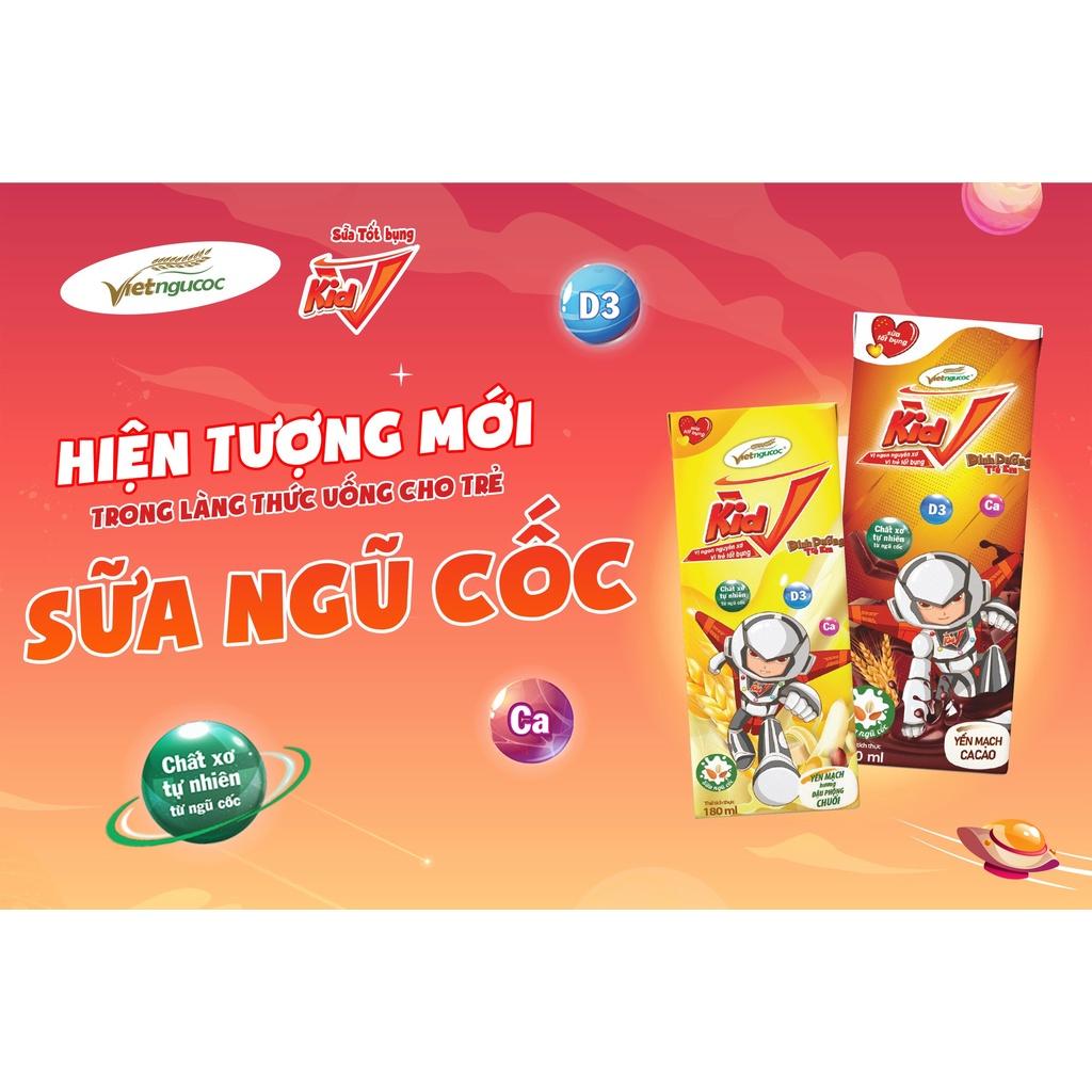 (Tặng 6 bình VKID) Thùng 48 Hộp Sữa Yến Mạch Vkid VIỆT NGŨ CỐC Cho Bé Thơm Ngon Hương Vị Cacao 180ml/Hộp