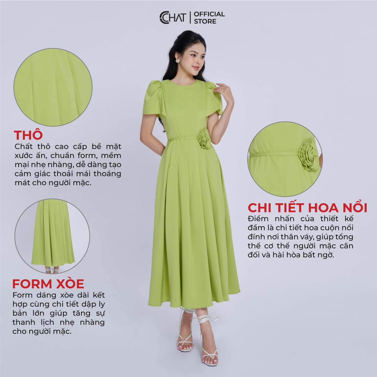 Đầm Nữ  Kiểu Bổ Chiết Bung Xòe Chất Thô Phong Cách Thanh Lịch 13VNT2014XT