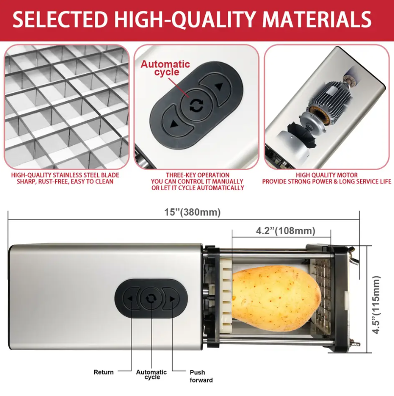 Máy cắt các loại củ quả và khoai tây chiên kiểu Pháp thương hiệu Septree, công suất 580W, chất liệu inox cao cấp F300