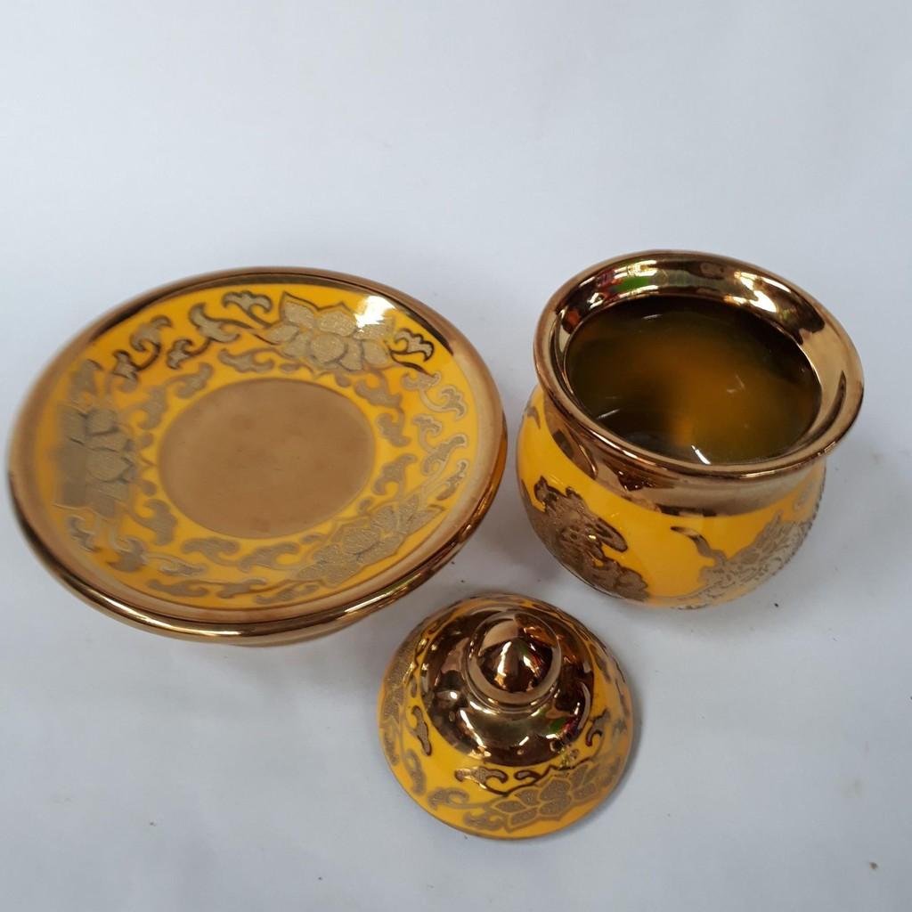Bộ 2 chóe thờ sứ Kim Sa - 14 cm