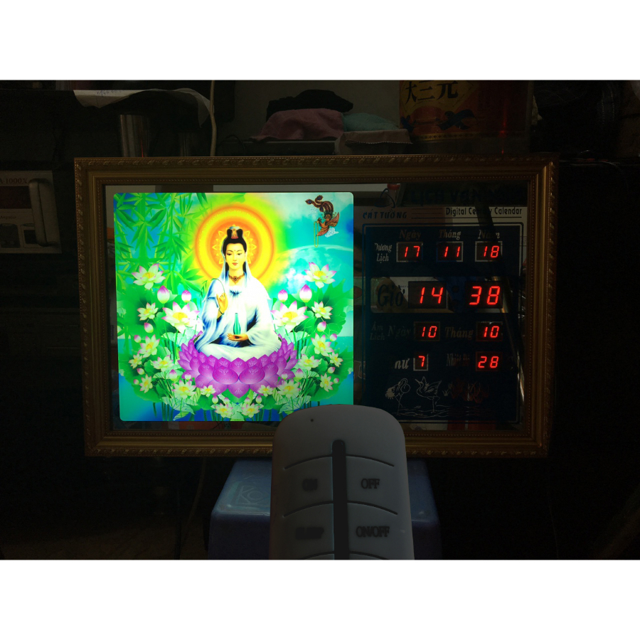 Đồng hồ lịch vạn niên Cát Tường 55640_KT 55x35x7cm_Có 2 Loại (Không Remote Đèn Và Có Remote Đèn)