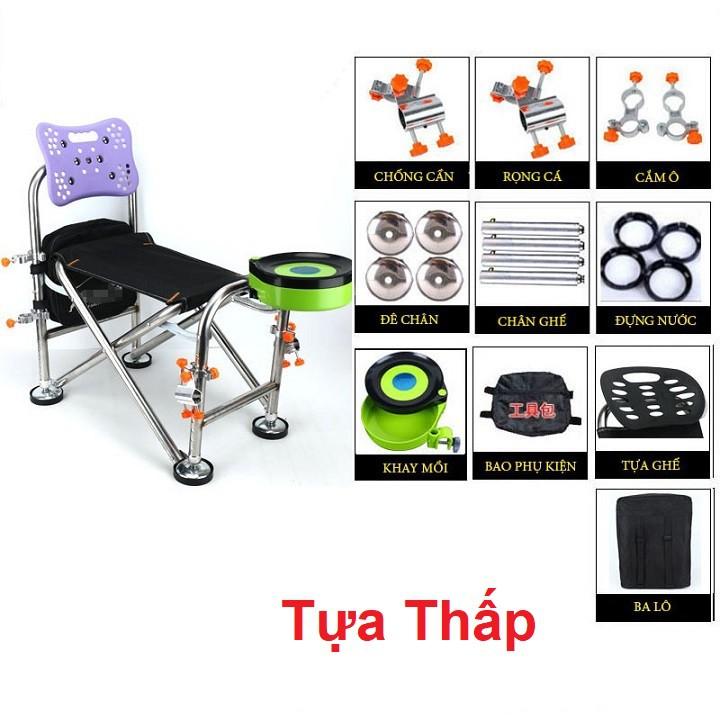 SALE LỚN Ghế Câu Đài địa hình full phụ kiện, ghế câu cá siêu bền KK19