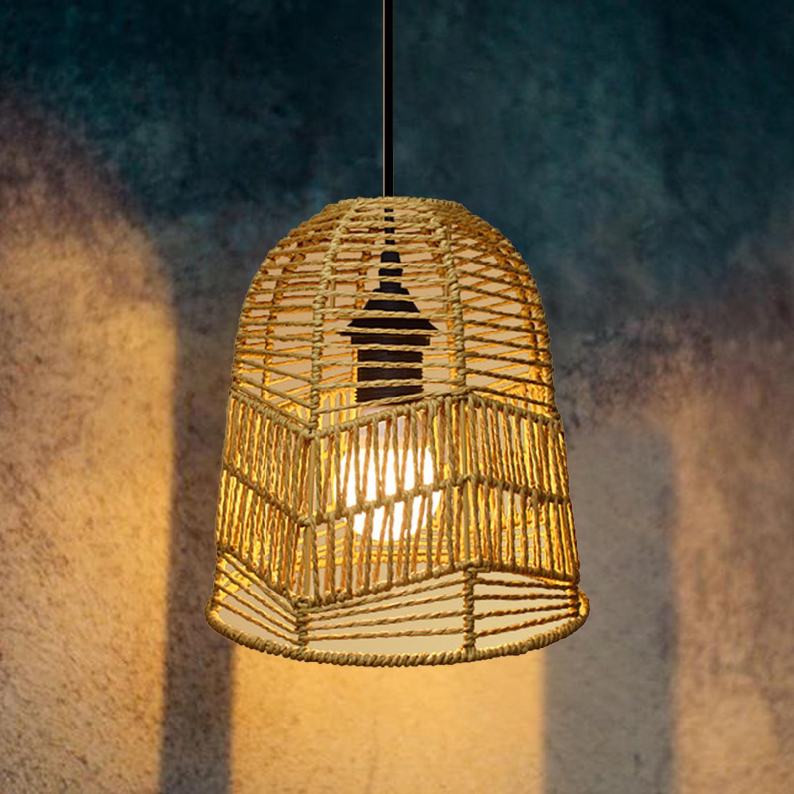 Woven Pendant Lamp Shade Rustic Ceiling Pendant Light Shade Chandelier Cover