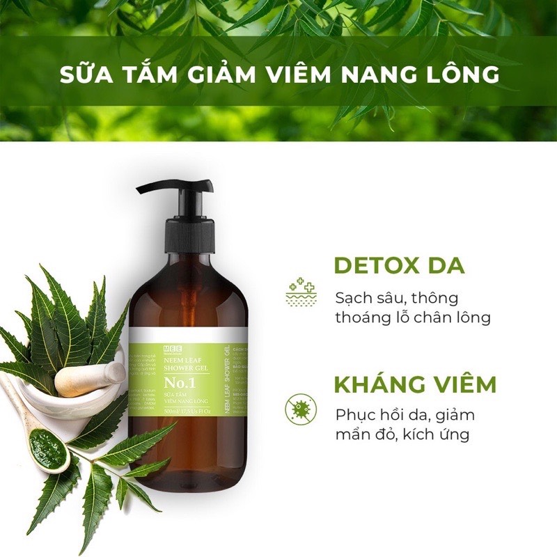 Sữa tắm giảm mụn, ngừa viêm nang lông Mee Natural 500ml