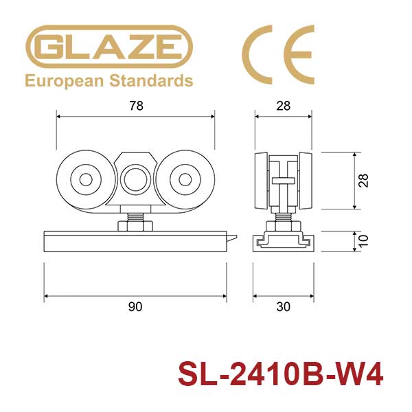 Bộ cửa trượt lùa dùng cho cửa có khung 2410B-W4 , cánh &lt;80kg