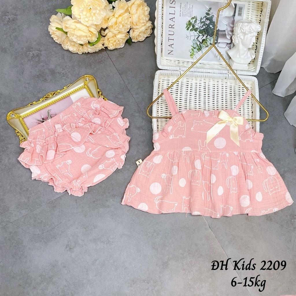 Bộ Hai Dây Bé Gái Xô Muslin Bèo Nhún 6-15kg BG2209 - Shop Mẹ Bông 92