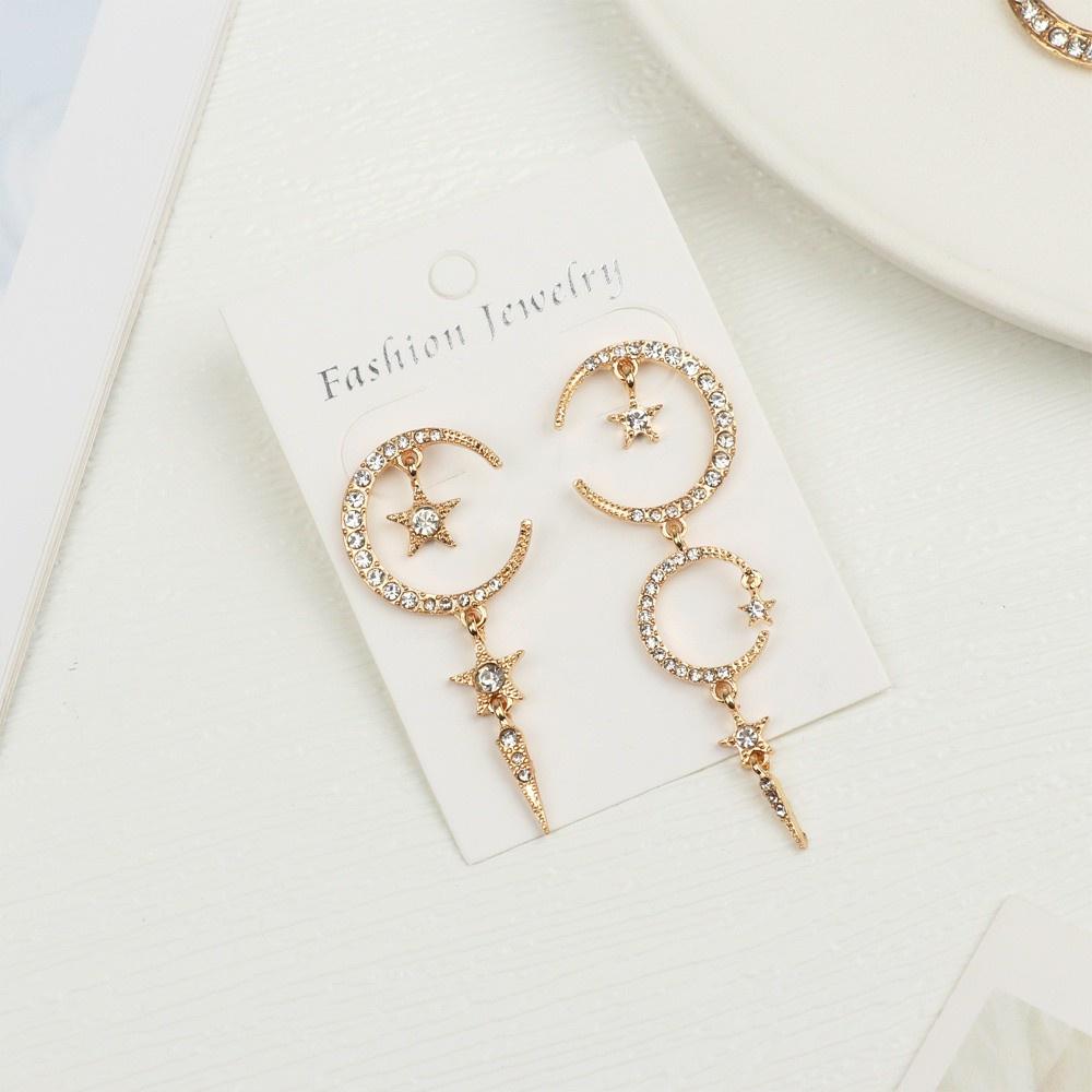 ☆YOLA☆ Women Drop Jewelry Moon Earrings Asymmetrical Sun Celestial Space Girls Star