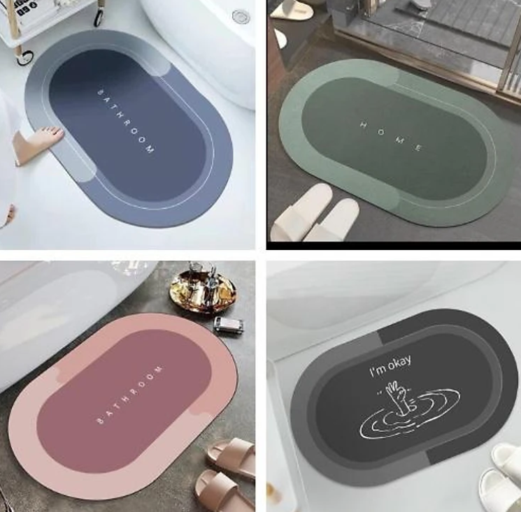 Thảm lau chân KG08 chất liệu silicon trải sàn phòng tắm siêu thấm hút nước chống trơn trượt cao cấp đế cao su chất siêu dày 60cm
