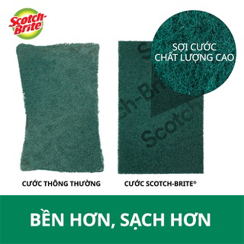 Cước rửa chén siêu sạch Scotch Brite 3M 150x100mm hình chữ nhật đa năng,lấy sạch vết bẩn cứng đầu hiệu quả [Gói 5 miếng]