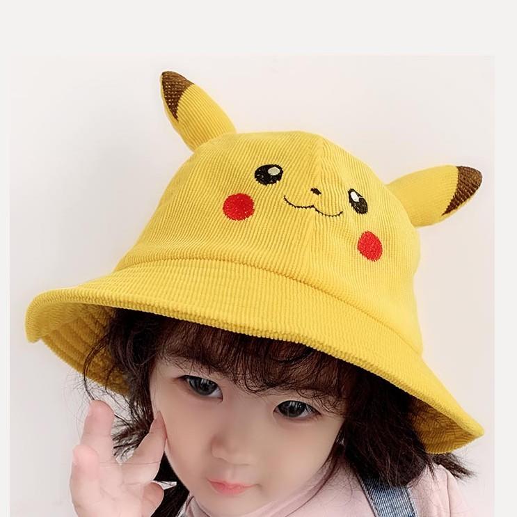 Nón Lưỡi Trai Pikachu, Mũ Tai Bèo Pikachu Dễ Thương Cho Bé Từ 1-2 Tuổi Chất Vải Nhung Mềm Mại