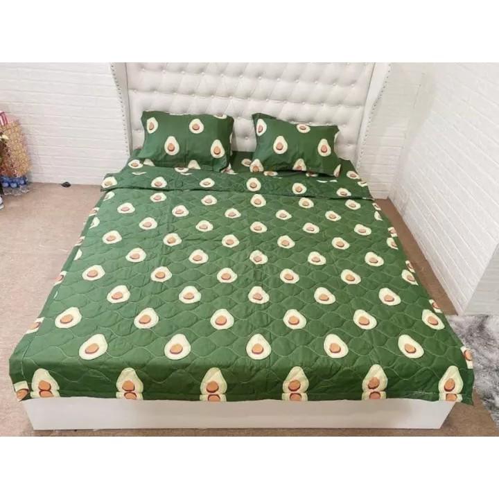 Trọn Bộ Chăn Ga Vỏ Gối 5 Món Mẫu Trái Bơ Xanh