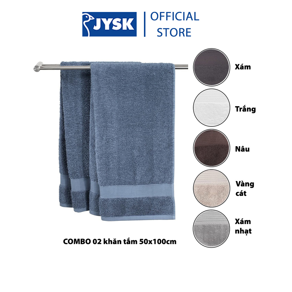 Combo 2 khăn tắm cotton | JYSK Karlstad | 50x100 cm | màu vàng cát