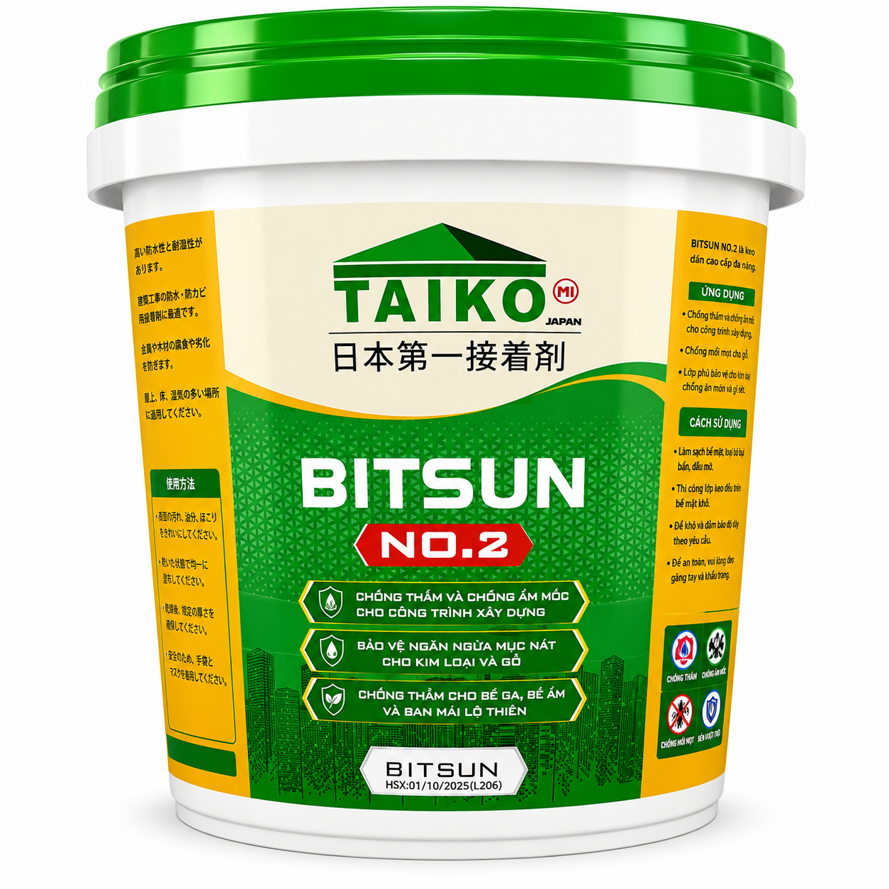Sơn Chống Thấm Đa Năng TAIKO BITSUN - Keo Sơn Chống Thấm Bể Cá Koi, Sàn Mái Nhà, Móng Nhà, Bể Âm