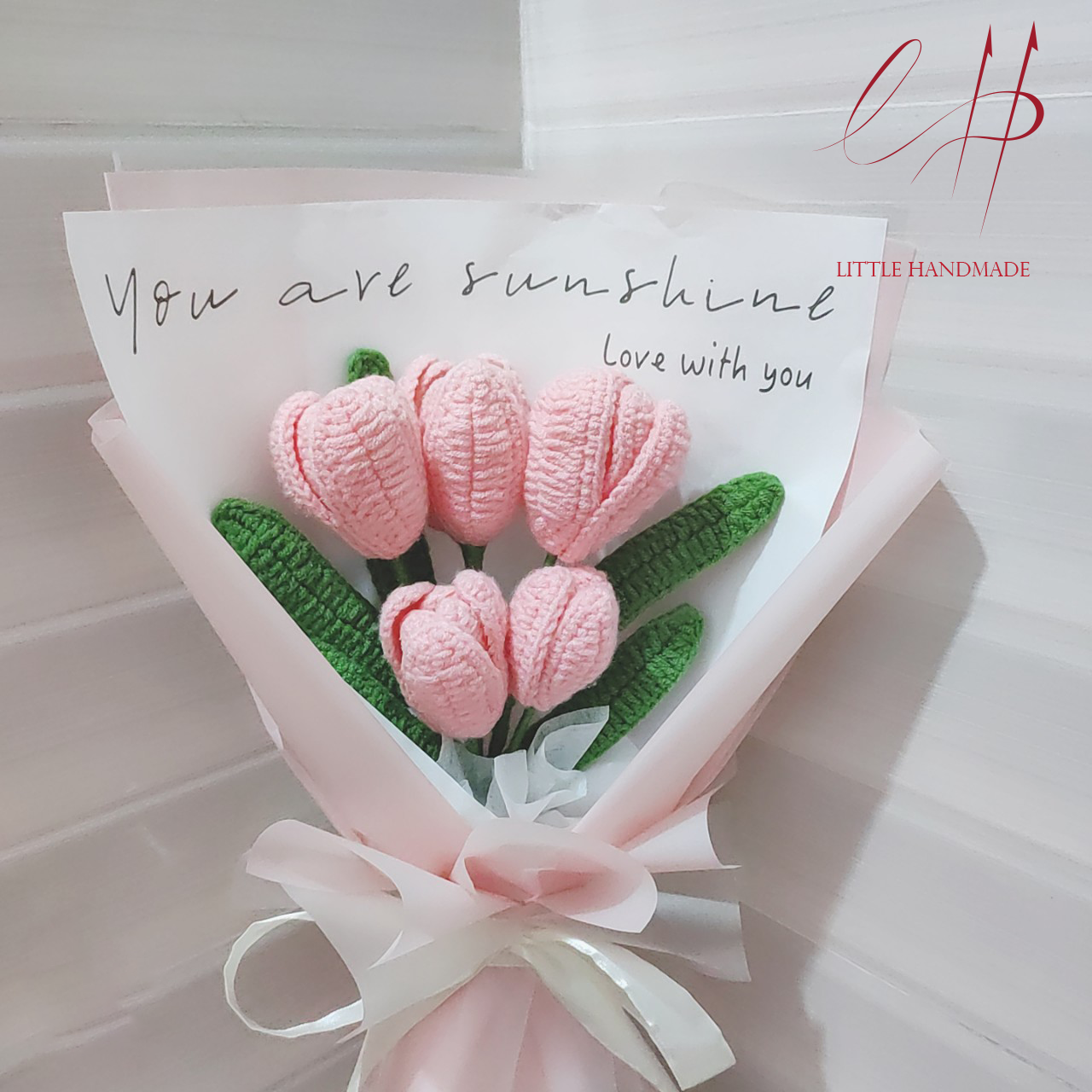 Quà tặng bó hoa tulip bằng len handmade dùng decor chụp ảnh, quà tặng, gói hoa