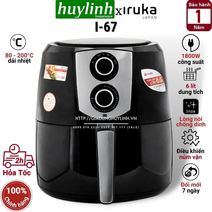 Nồi Chiên Không Dầu Iruka I-67 (6 Lít) - Đen - Hàng Chính Hãng