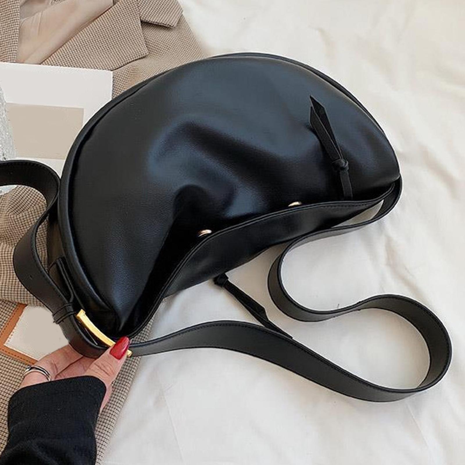 Casual Dumpling Bun Tote Lady Purse Adjustable Strap Women Girls PU Leather Shoulder Bag