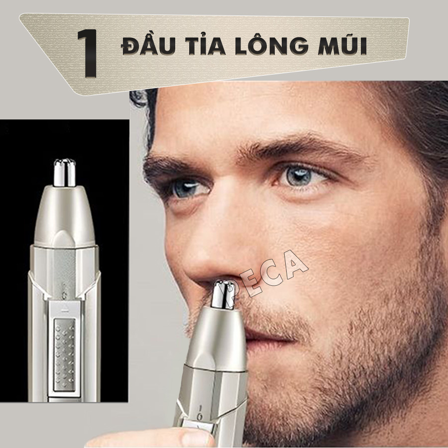 Máy tỉa lông mũi đa năng 3in1 Kemei KM-315 có thể tỉa râu, tóc mai, cạo lông - Hàng chính hãng