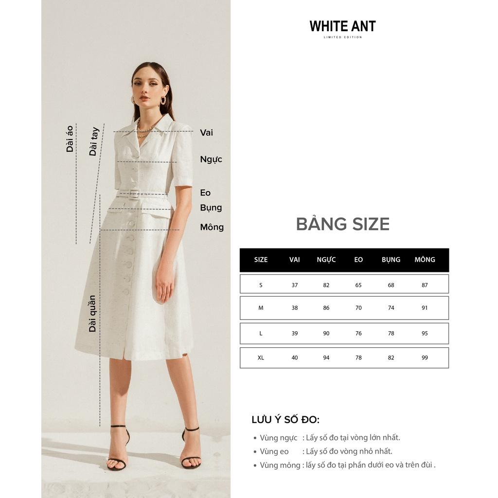 Sơ mi tay cộc bèo thân nhún nữ hoa nhí đủ size White Ant