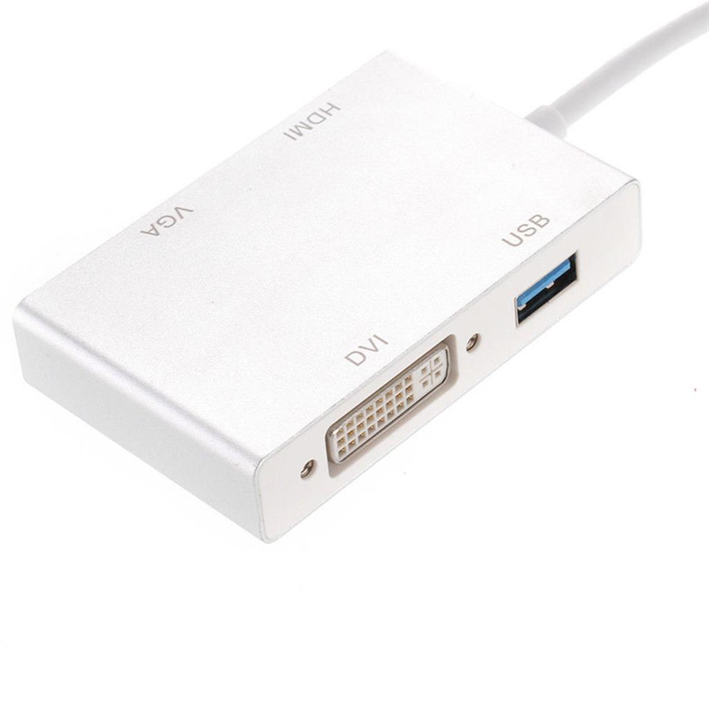 4 in 1 USB C Type-C to VGA/DVI/HDMI/USB Port Adapter Converter Cable For PC