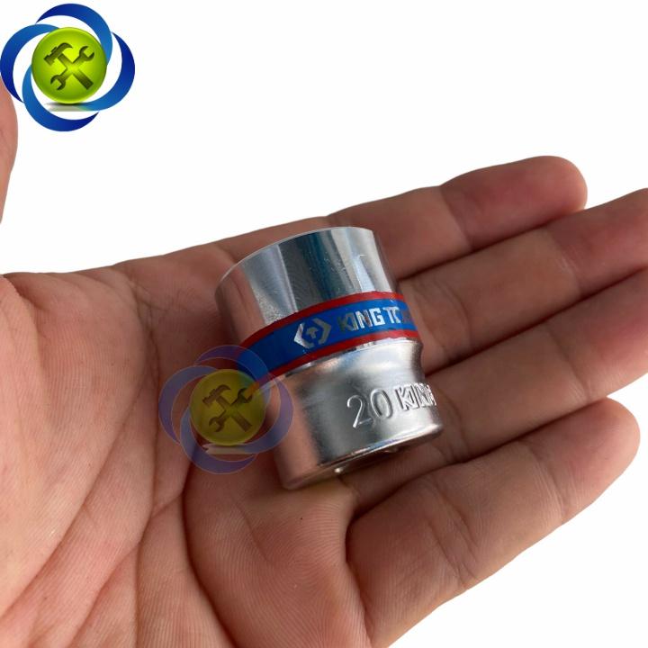 Tuýp 20mm 3/8 Kingtony 333520M loại ngắn 6 cạnh màu trắng