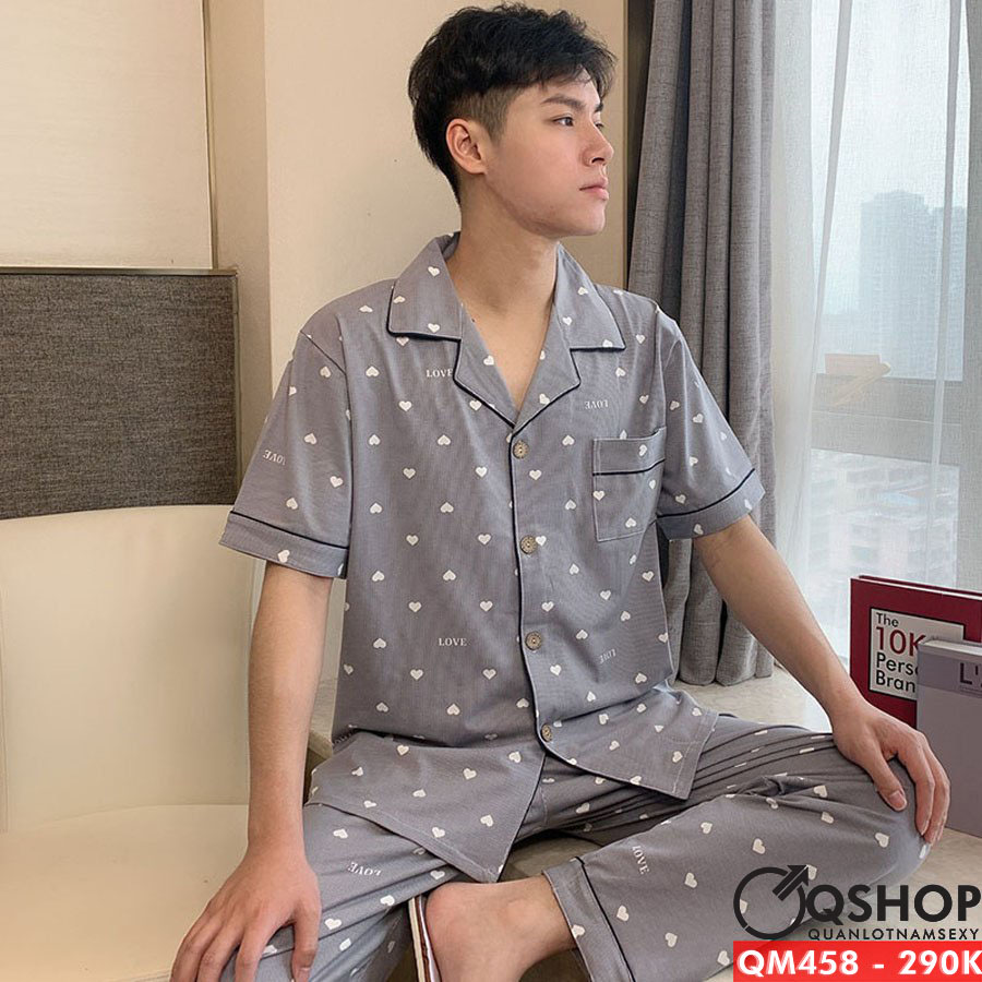 Bộ đồ ngủ pijama nam quần dài, tay ngắn QSHOP QM458