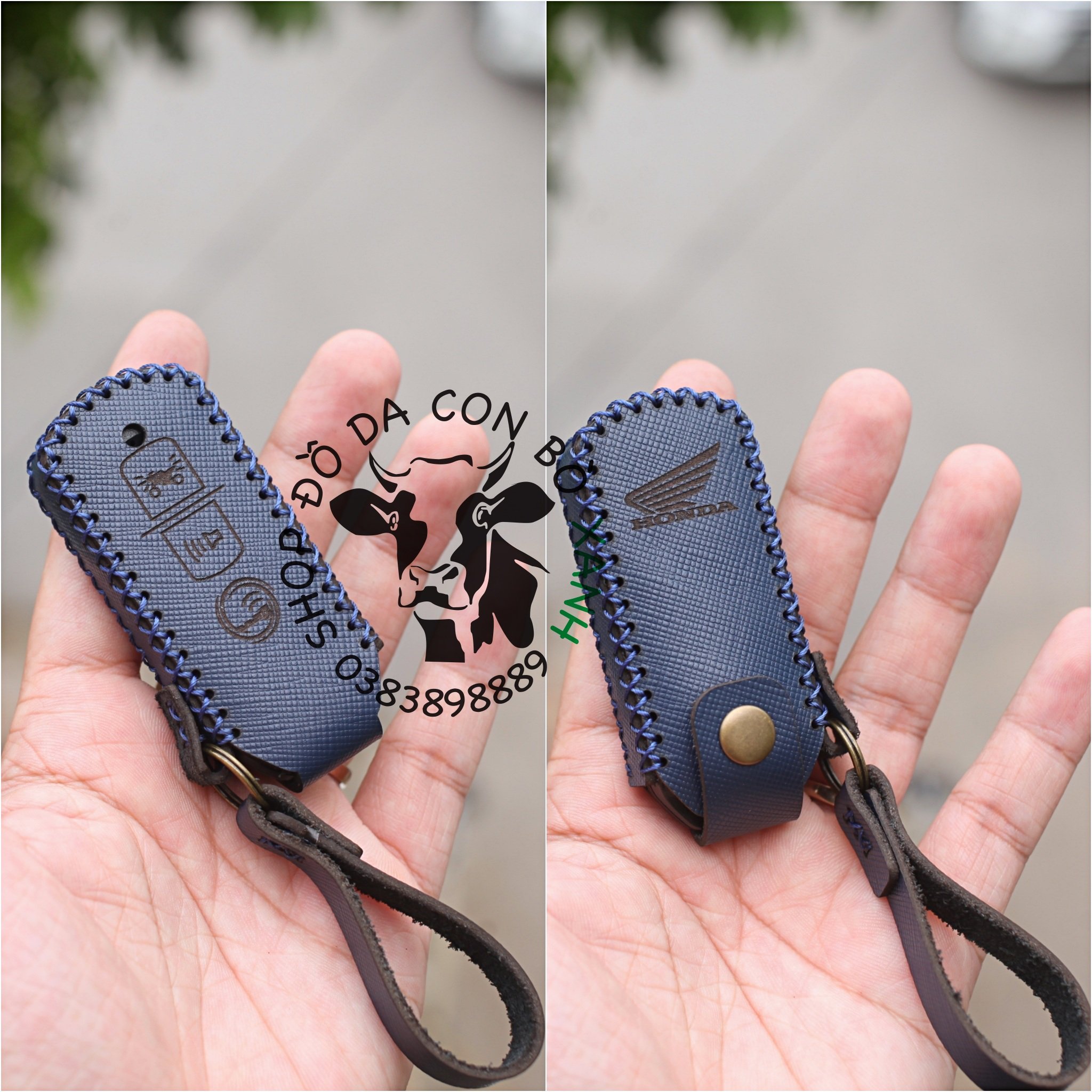 Bao Da dành cho chìa Khóa Honda SH, PCX, SH Mode, Cub 125 mẫu nắp handmade da thật