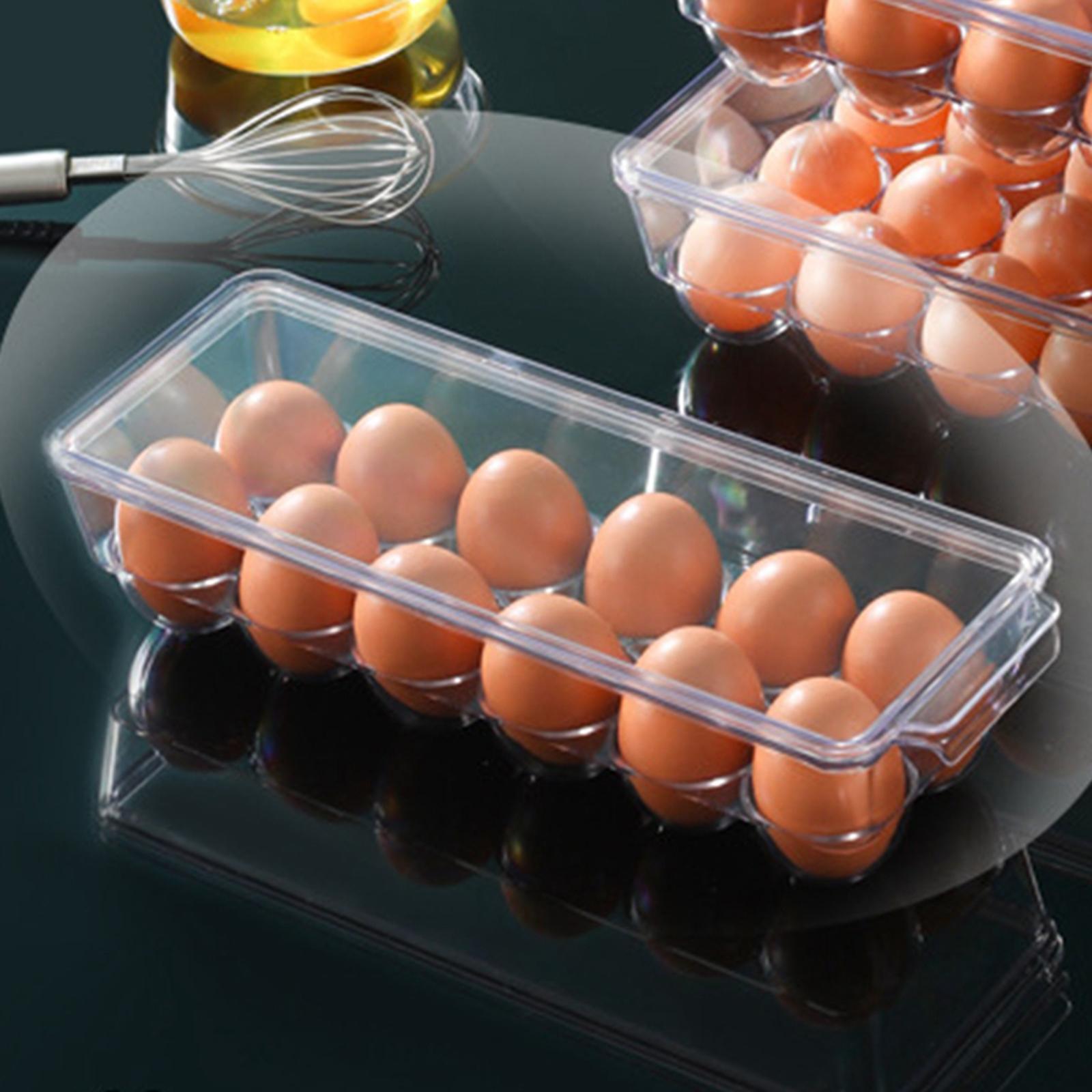 Egg Holder Tray, Egg Tray with Lid, Egg Holder Storage Tray Transparent Save Space Refrigerator Egg Organizer, Eggs Container, for Kitchen