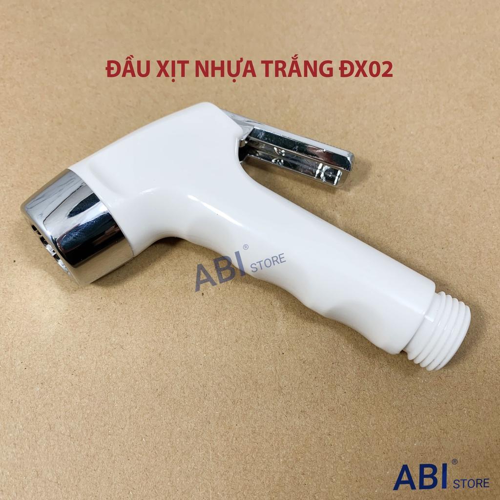 Bộ vòi xịt nhà vệ sinh toilet, xịt bồn cầu nhựa trắng dx02, dây xịt ốc đồng mềm