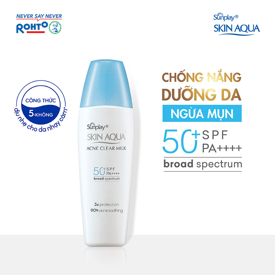 Kem chống nắng Skin Aqua cho da mụn, dạng sữa dùng hàng ngày Sunplay Skin Aqua Acne Clear Eco Việt Nam SPF 50, PA++++ 25g