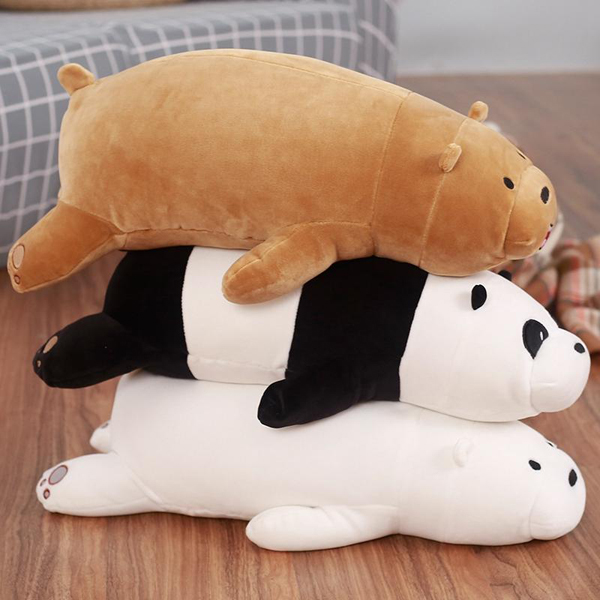 Gấu Bông We Bare Bears Nằm Dễ Thương (25cm---90cm) Gối Ôm Gấu We Bare Bears Cao Cấp Siêu Mềm Mịn (Tặng Kèm 1 Ví Da 12 Ngăn Đựng Thẻ Atm, Cccd)