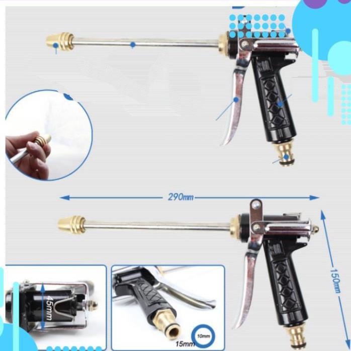 Bộ dây vòi xịt nước rửa xe, tưới cây . tăng áp 3 lần, loại 20m 206318 đầu đồng, cút+ tặng đai