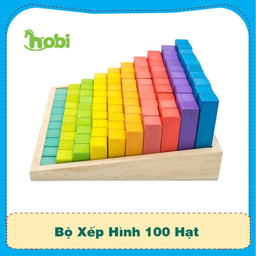 Đồ chơi gỗ - Bộ xếp hình 100 chi tiết cao thấp cho bé sáng tạo và học toán