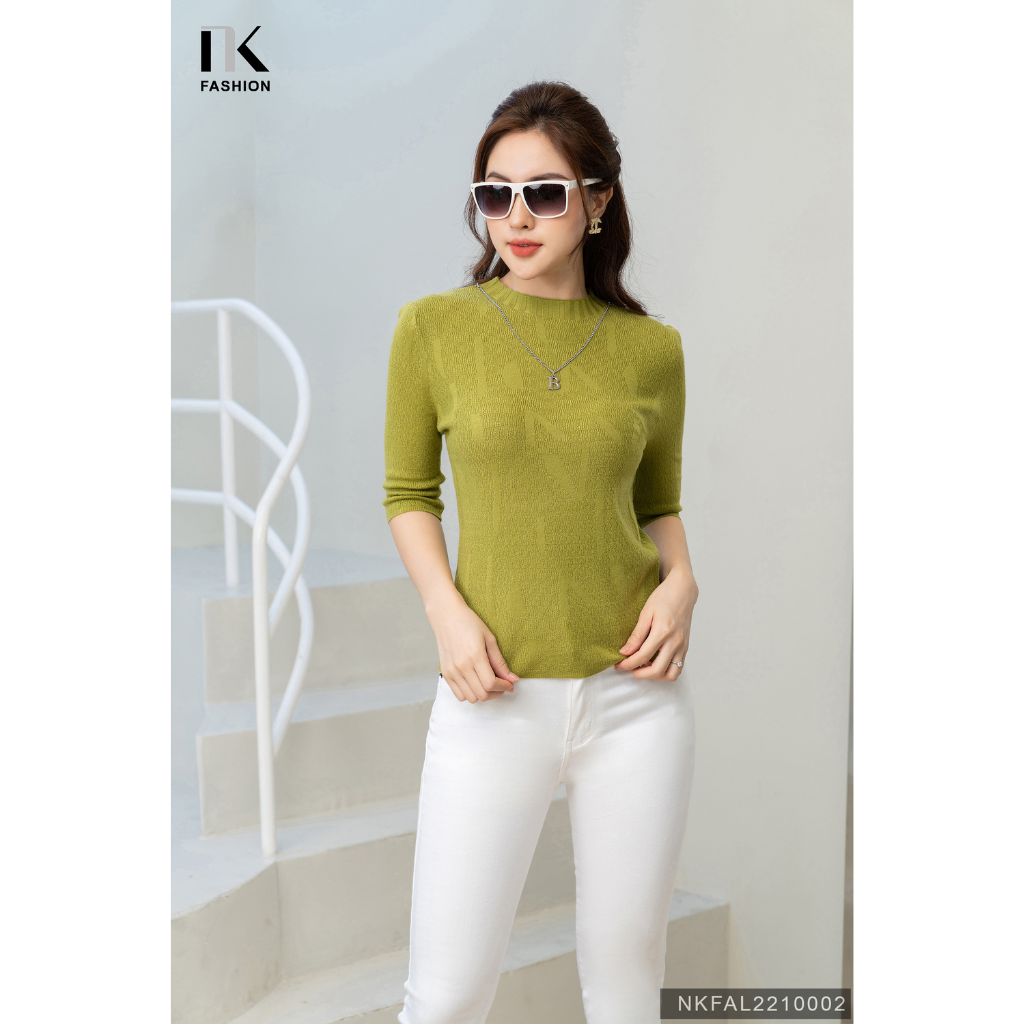 Áo Len Tay Lỡ Phụ Kiện Cổ S30 NK FASHION NKFAL2210002 Chất Len Co Giãn, Thoáng Mát