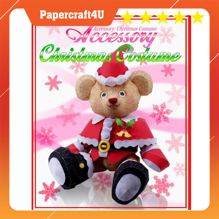 Mô hình giấy Trang trí Giáng Sinh Noel Merry Christmas - Teddy Bear