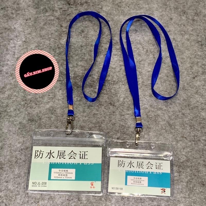 Bộ dây đeo thẻ tên - dây lụa móc sắt 1cm kèm bảng tên nhựa dẻo cao cấp