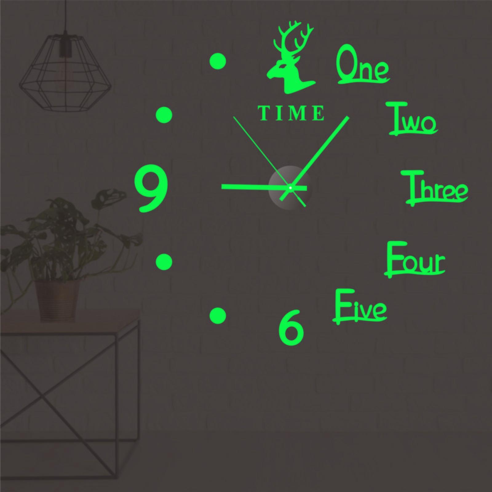 Luminous Wall Clock Sticker DIY Digital Clock Wall Stickers for Office Home