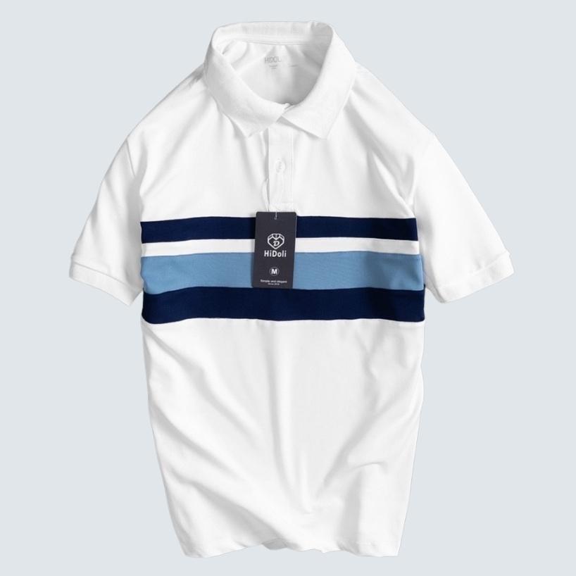 Áo thun nam thời trang nam Menswear, áo polo kẻ sọc phối màu phong cách công sở và thể thao