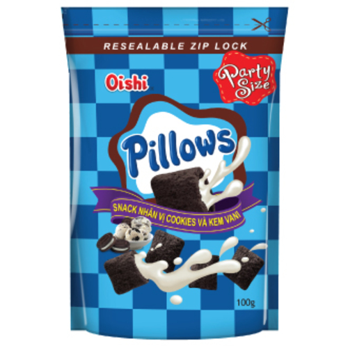 Combo 20 Gói Oishi Pillows - Snack Nhân Vị Cookies &amp; Kem Vani - 100g/gói