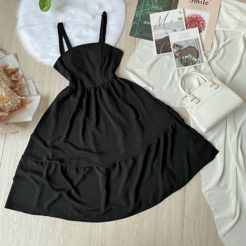 Đầm 2 dây maxi- đầm đi biển chất đũi có mút ngực