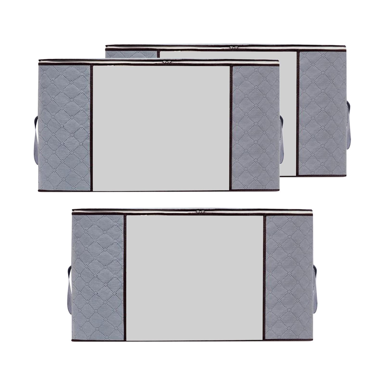 3 Pieces Foldable Closet Organizer 150L Storage Bags Container Carry Handle