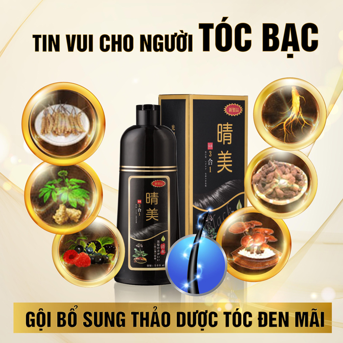 Dầu gội tinh chất thảo dược phủ bạc tóc đen chai 500ml Nội địa Nhật Bản