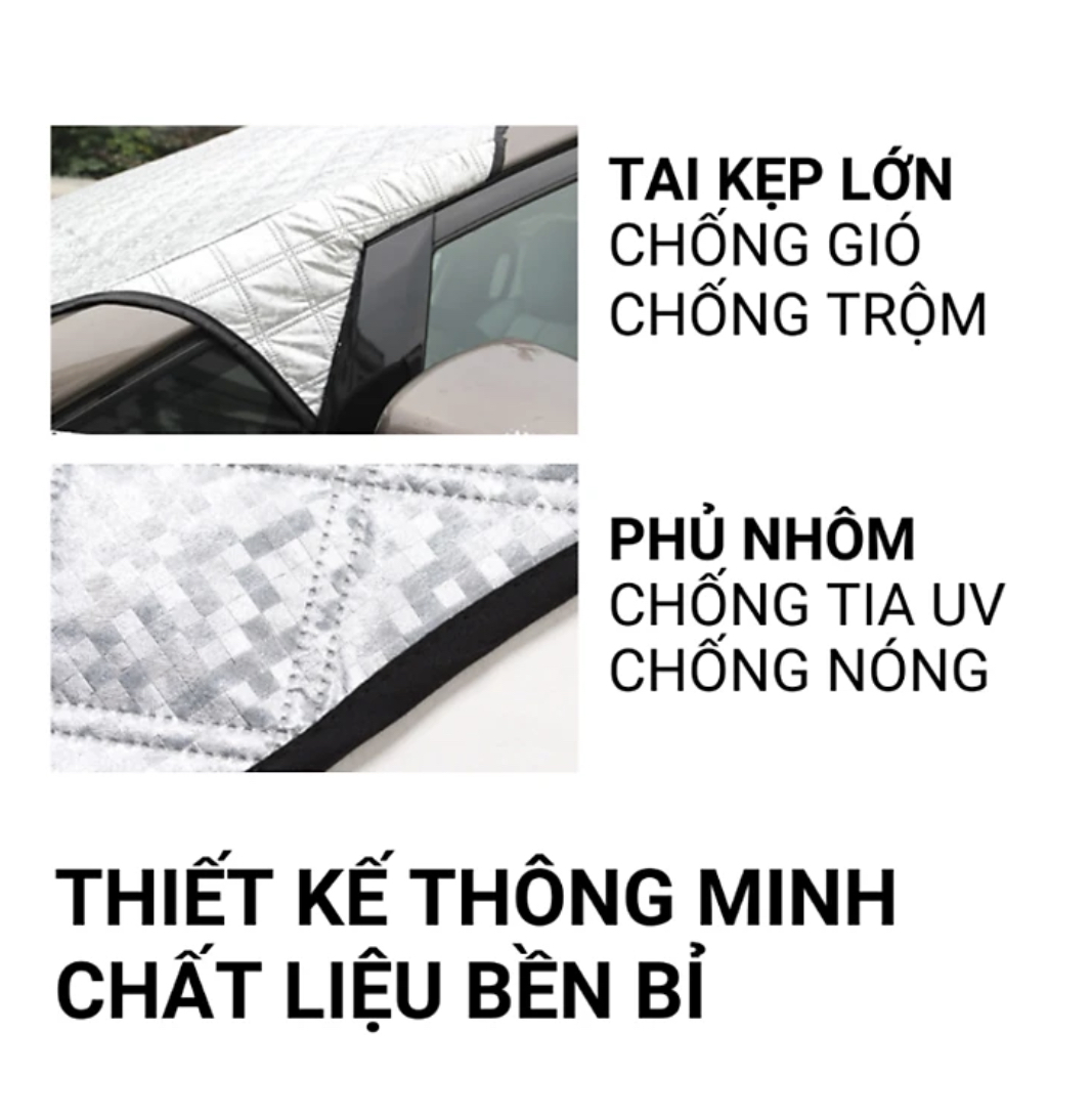 Bạt Chống Nắng Kính Trước Xe Ô Tô Loại Lớn, Có Bọc Gương Chiếu Hậu - Chống Tia UV, Tia Cực Tím