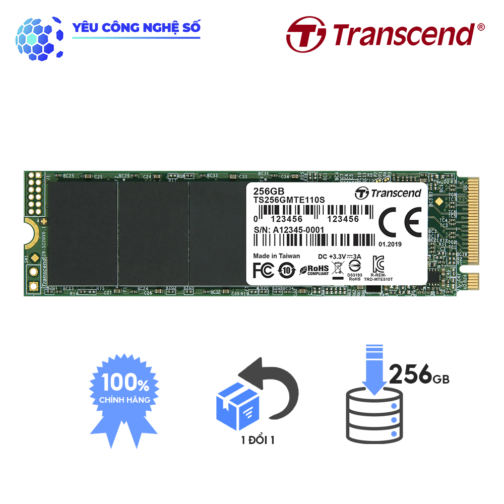 Ổ cứng gắn trong Transcend SSD 128GB 110S M2 PCIE - Hàng Chính Hãng