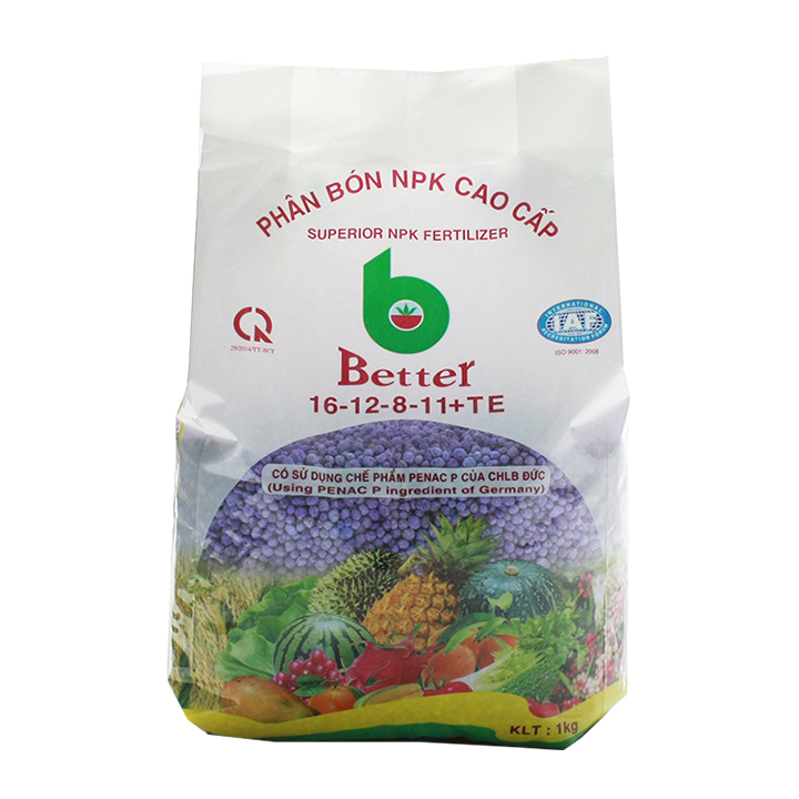 Hình ảnh Phân bón NPK Better tím 16-12-8-11 (1kg/gói) | Chuyên dùng mọi loại cây trồng giai đoạn ra hoa, dưỡng trái | Tăng sức đề kháng cho cây trồng