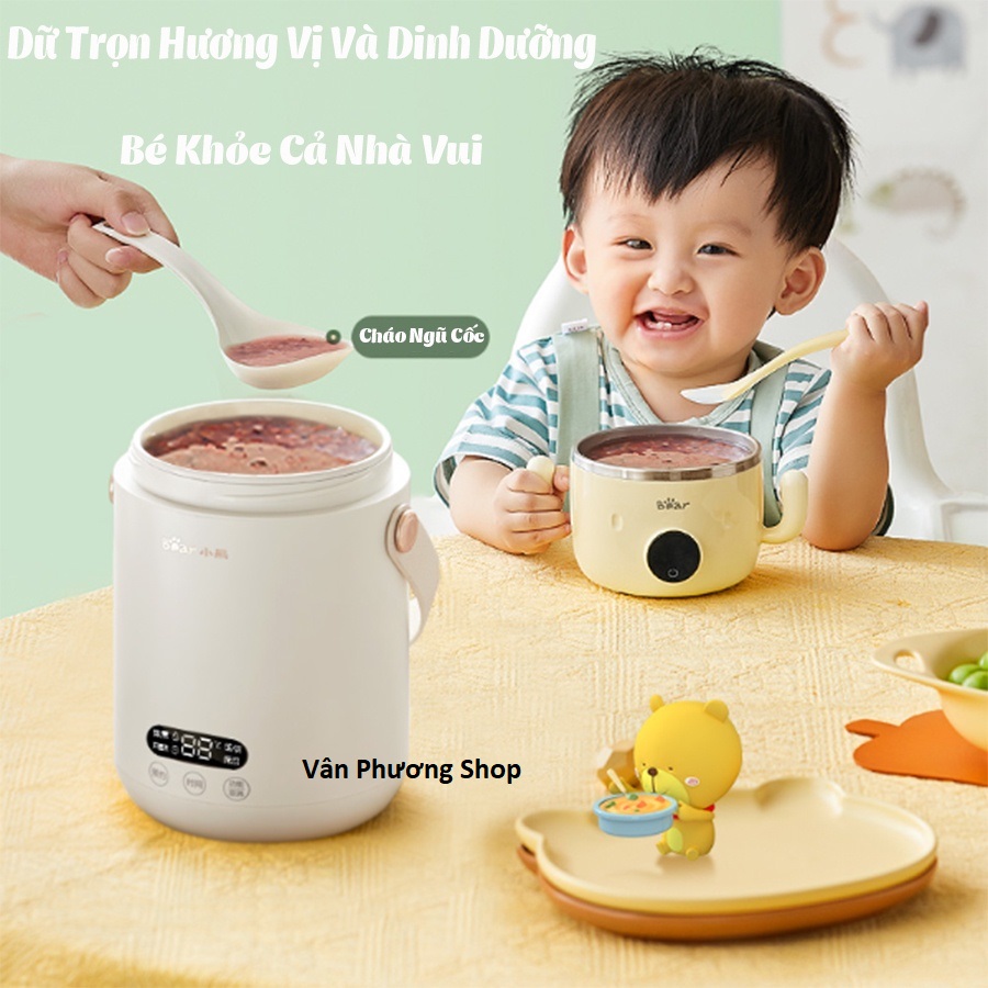 Nồi điện đa năng mini Bear P08D1, 0.8 lít, hầm cháo, nấu canh, nầu cơm...giữ ấm thức ăn, tiện lợi, kiểu dáng thời trang - Hàng Chính Hãng