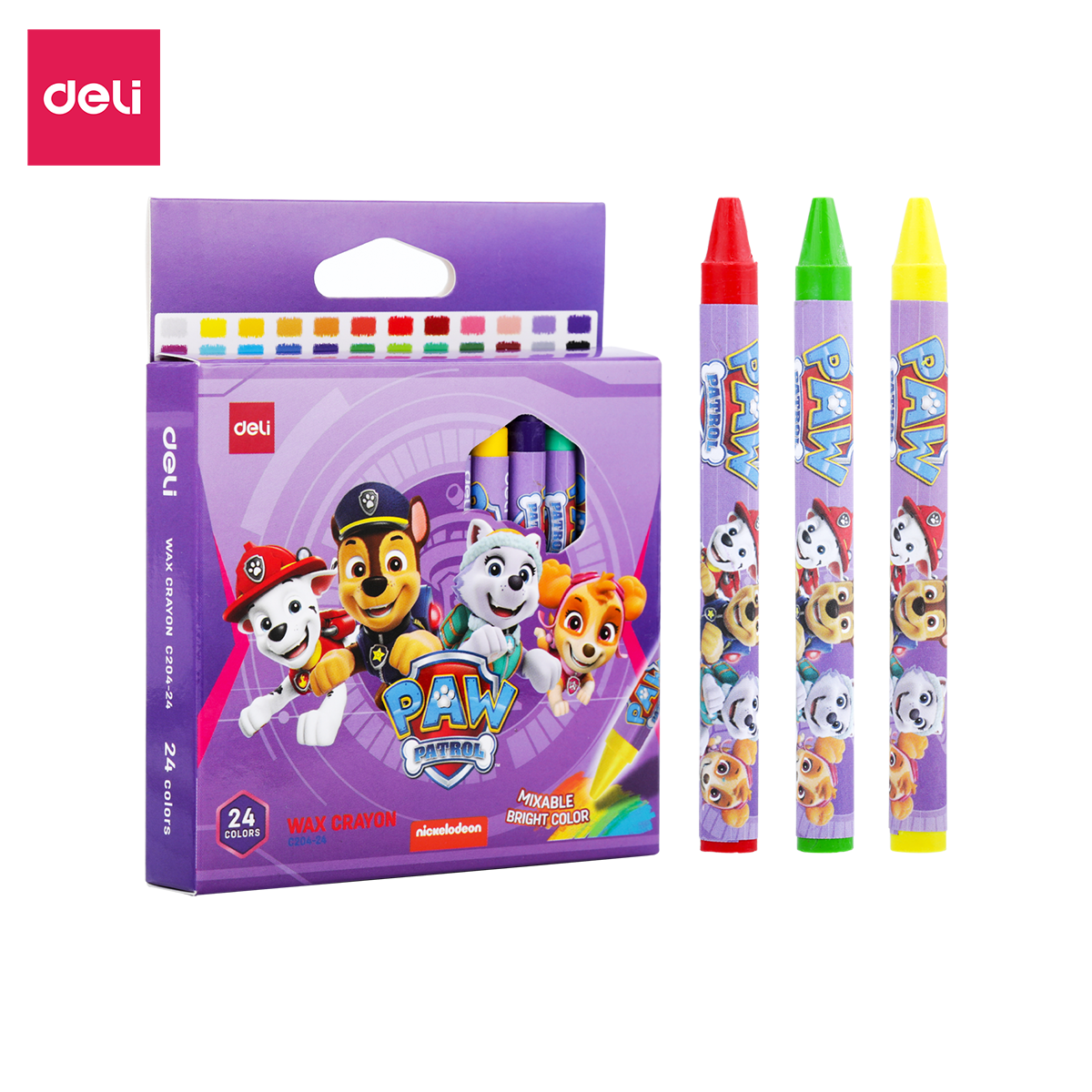 Bút Sáp Màu Paw Patrol Deli Cho Bé Tô Màu Vẽ Tranh Cho Bé Tới Trường - Màu Mịn Sắc Nét An Toàn Cho Trẻ - EC204