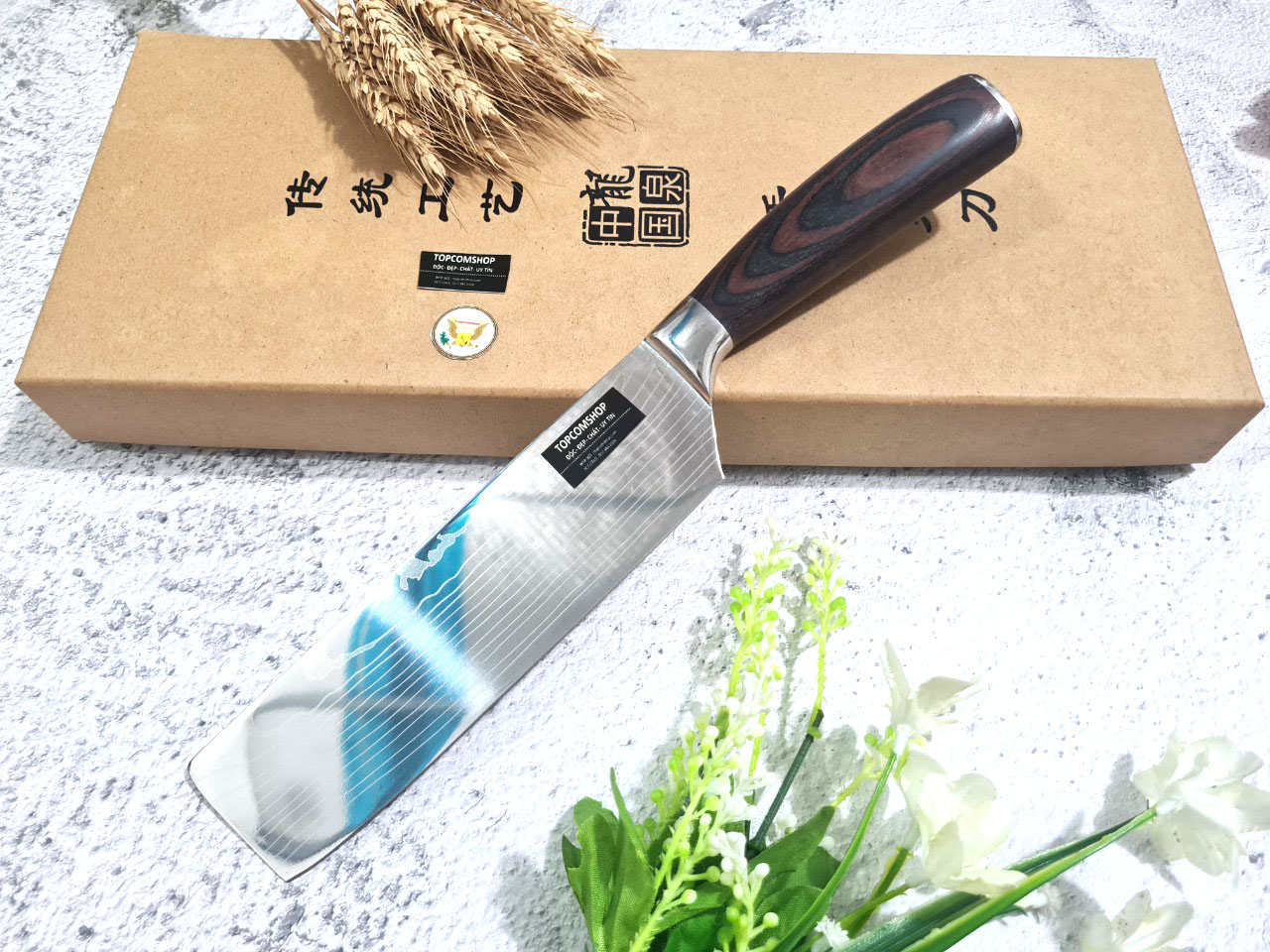 DAO - DAO BẾP NHẬT BẢN USUBA THÉP DAMASCUS MÃ DT125 nt topcomshop vn